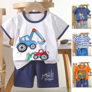 Pure Cotton Kids Cartoon Clothing Summer