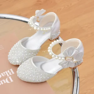 Rhinestones Princess Girls Party Shoes High Heels Girls Sandals