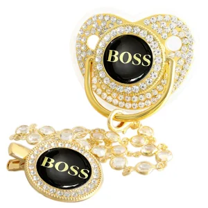 Bling Weaning Pacifier With Chain Clip